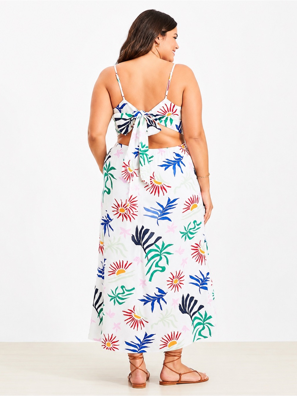 NWT LOFT Beach Sun Cutout Tropical Linen Blend Midi Pocket Dress – Size 14 - Picture 2 of 13